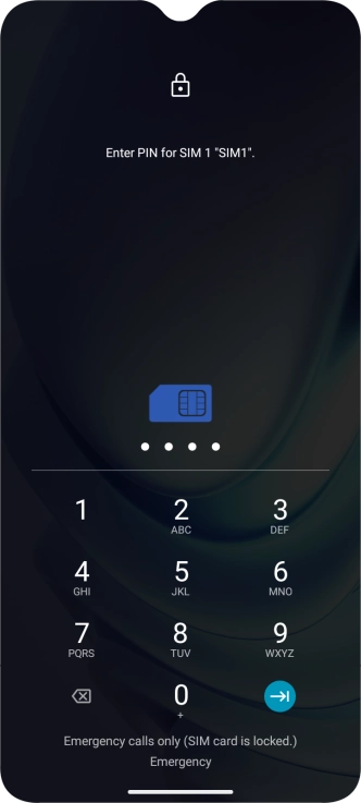 Key in your SIM PIN and press the confirm icon. The default SIM PIN is 0000.