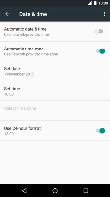 Press the indicator next to 'Automatic date & time' to turn on the function.
