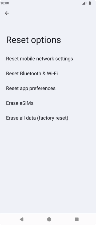 Press Erase all data (factory reset).