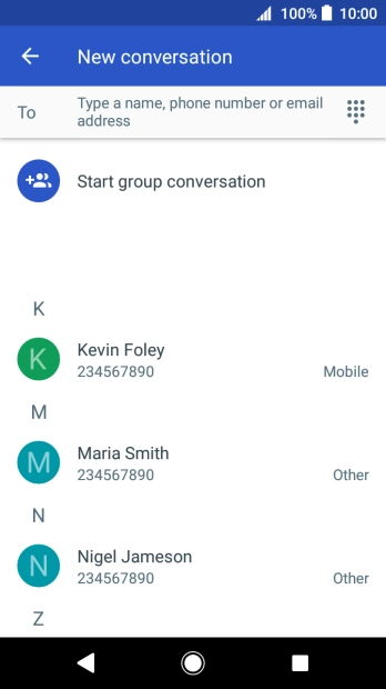 Press the field next to 'To' and key in the first letters of the recipient's name. Press the field next to 'To' and key in the first letters of the recipient's name.