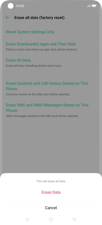 Press Erase Data.