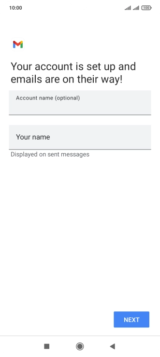 Press the field below 'Account name (optional)' and key in the required name. Press the field below 'Account name (optional)' and key in the required name.
