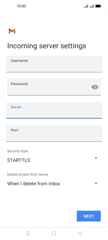 Press the field below 'Port' and key in 110.