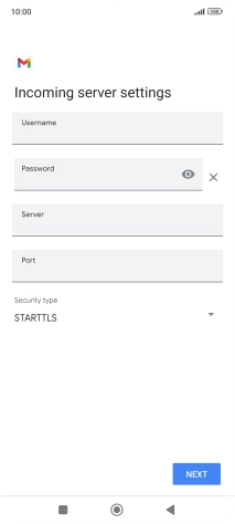 Press the field below 'Username' and key in the username for your email account.