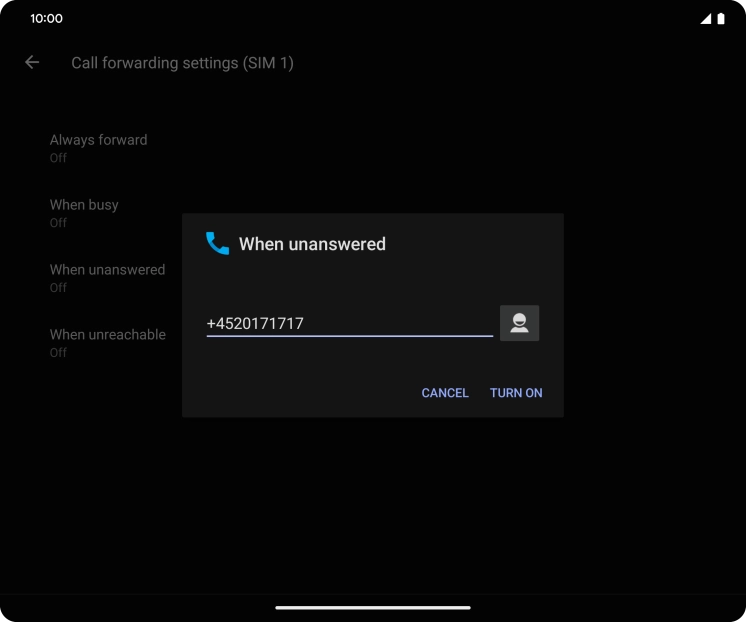 Key in 901 and press TURN ON.