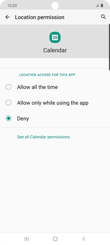 Press the required setting.