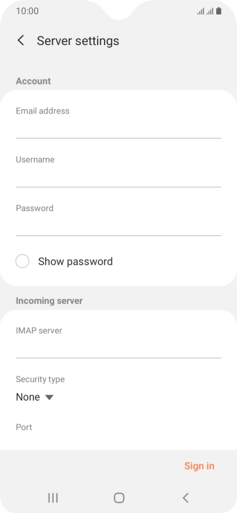 Press the field below 'Username' and key in the username for your email account.