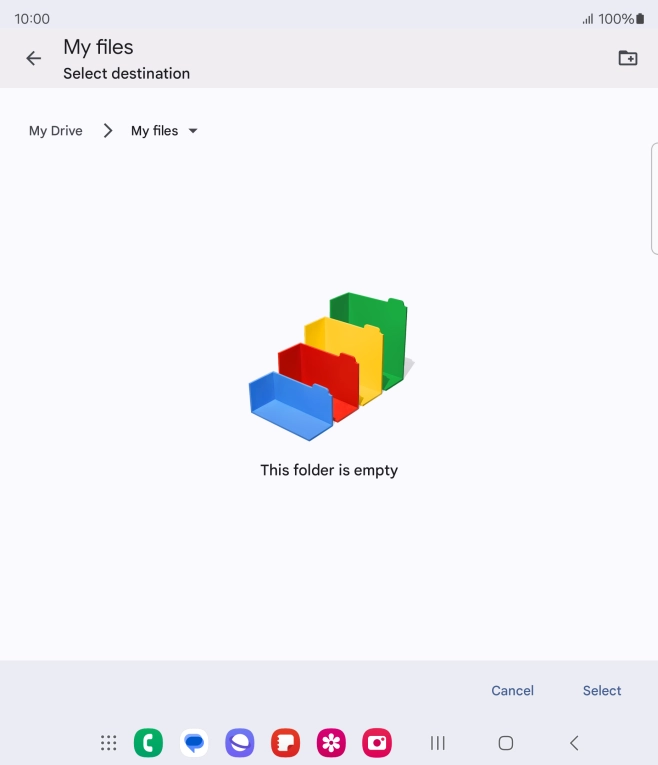 To create a new folder, press the new folder icon and follow the instructions on the screen to create a new folder.