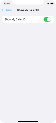 Press the indicator next to 'Show My Caller ID' to turn the function on or off.