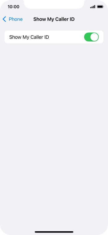 Press the indicator next to 'Show My Caller ID' to turn the function on or off.