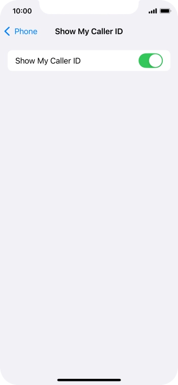 Press the indicator next to 'Show My Caller ID' to turn the function on or off.