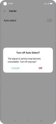 Press Off to turn off the function and wait while your phone searches for networks.