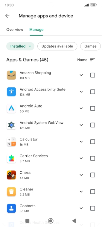 Press the required app.