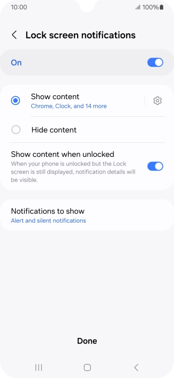 Press the required settings to turn them on or off.