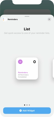 Slide your finger right or left on the screen to select the required widget size.