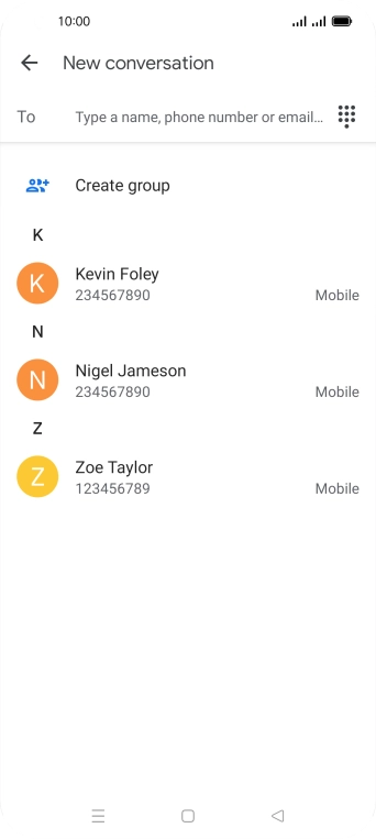 Press the search field and key in the first letters of the recipient's name. Press the search field and key in the first letters of the recipient's name.