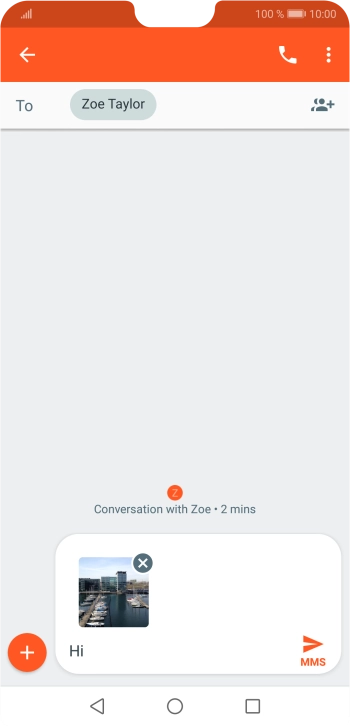 Press the send icon when you've finished your picture message. Press the send icon when you've finished your picture message.