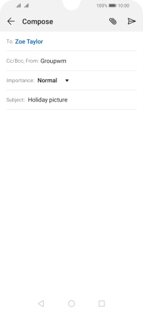 Press the text input field and write the text for your email.