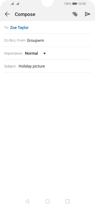 Press the text input field and write the text for your email.