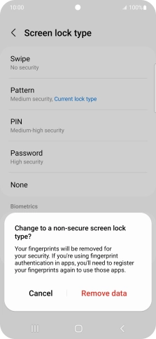 Press Remove data.