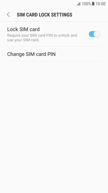 Press the indicator next to 'Lock SIM card' to turn the function on or off.