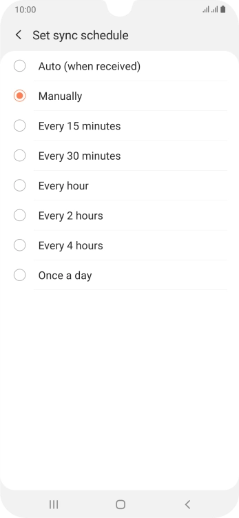 Press the required setting.