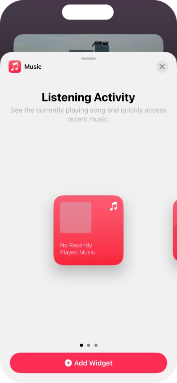 Slide your finger right or left on the screen to select the required widget size. Slide your finger right or left on the screen to select the required widget size.