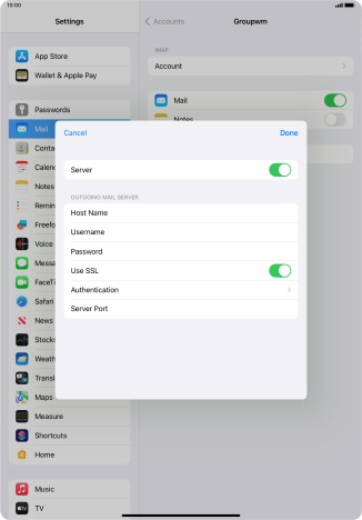 Press the indicator next to 'Use SSL' to turn off the function.