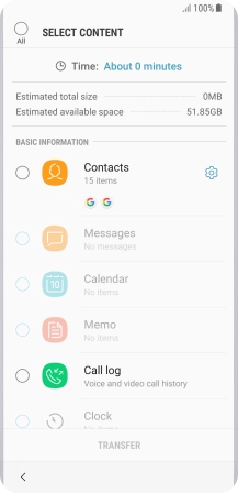 Press the required data types.