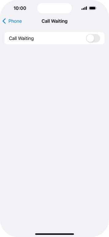 Press the indicator next to 'Call Waiting' to turn the function on or off.