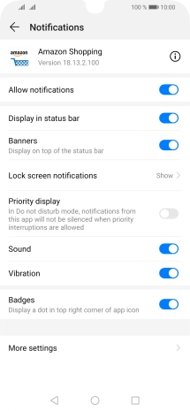 Press the indicator next to 'Allow notifications' to turn the function on or off.