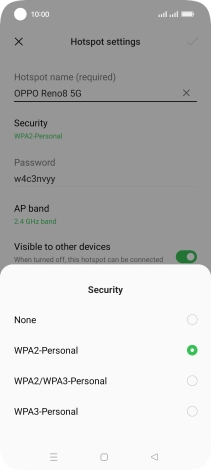 Press WPA3-Personal to password protect your WiFi hotspot.