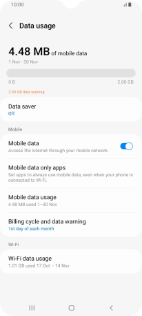 The total data usage is displayed.