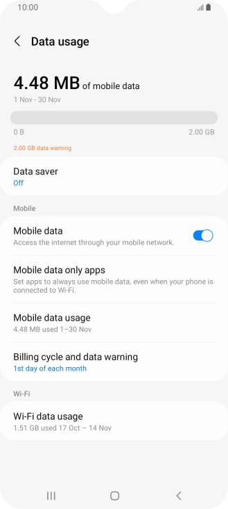 The total data usage is displayed.