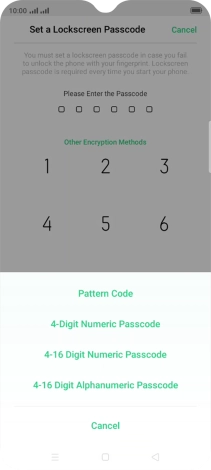 Press the required phone lock code and follow the instructions on the screen to create an additional phone lock code.