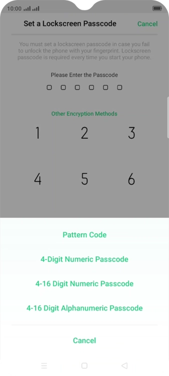 Press the required phone lock code and follow the instructions on the screen to create an additional phone lock code.