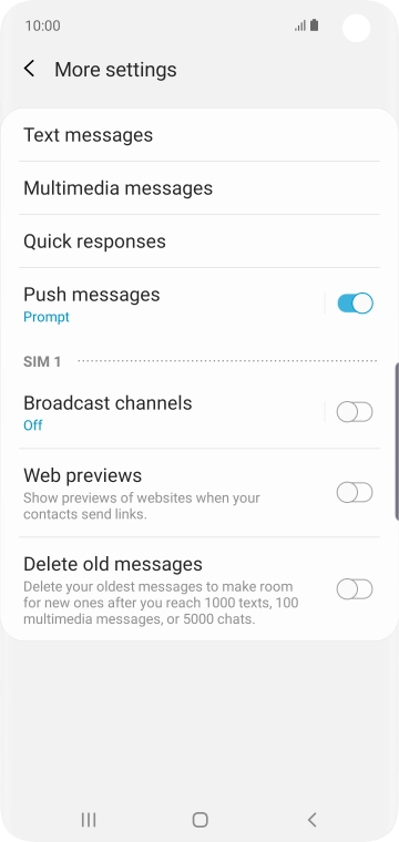 Press Text messages.