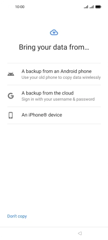 Press the required setting and follow the instructions on the screen to transfer the content from another phone.