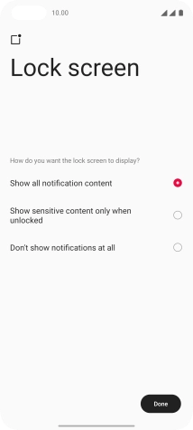 Press the required setting.