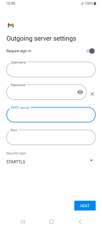 Press the field below 'Port' and key in 587.