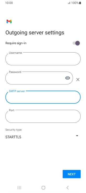 Press the field below 'Port' and key in 587.