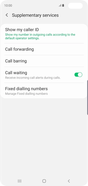 Press the indicator next to 'Call waiting' to turn the function on or off.