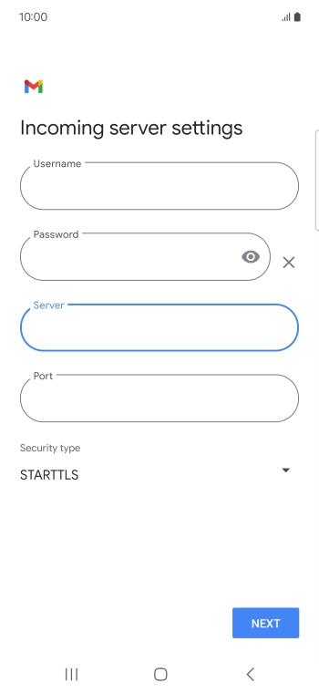 Press the field below 'Port' and key in 993.