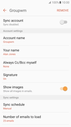 Press the indicator next to 'Sync account' to turn on the function.