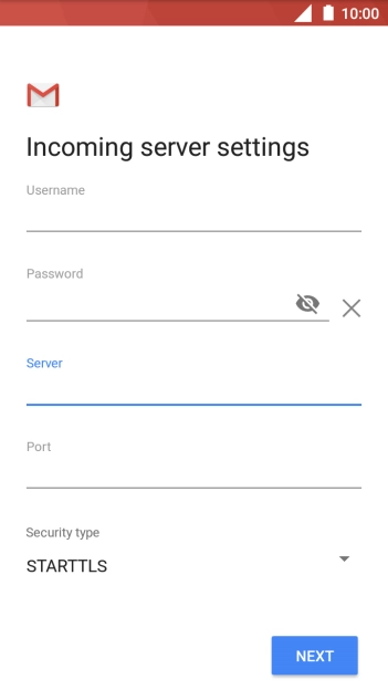 Press the field below 'Port' and key in 143.
