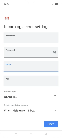 Press the field below 'Port' and key in 110.