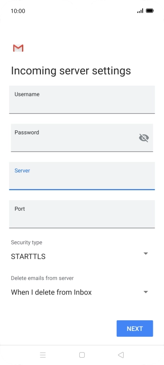 Press the field below 'Port' and key in 110.