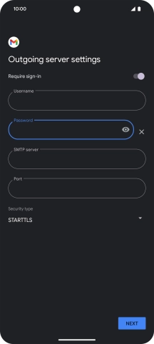 Press the field below 'SMTP server' and key in the name of your email provider's outgoing server.