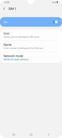 Press the indicator to turn use of the SIM on or off.