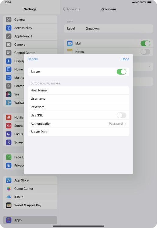 Press the indicator next to 'Use SSL' to turn on the function.